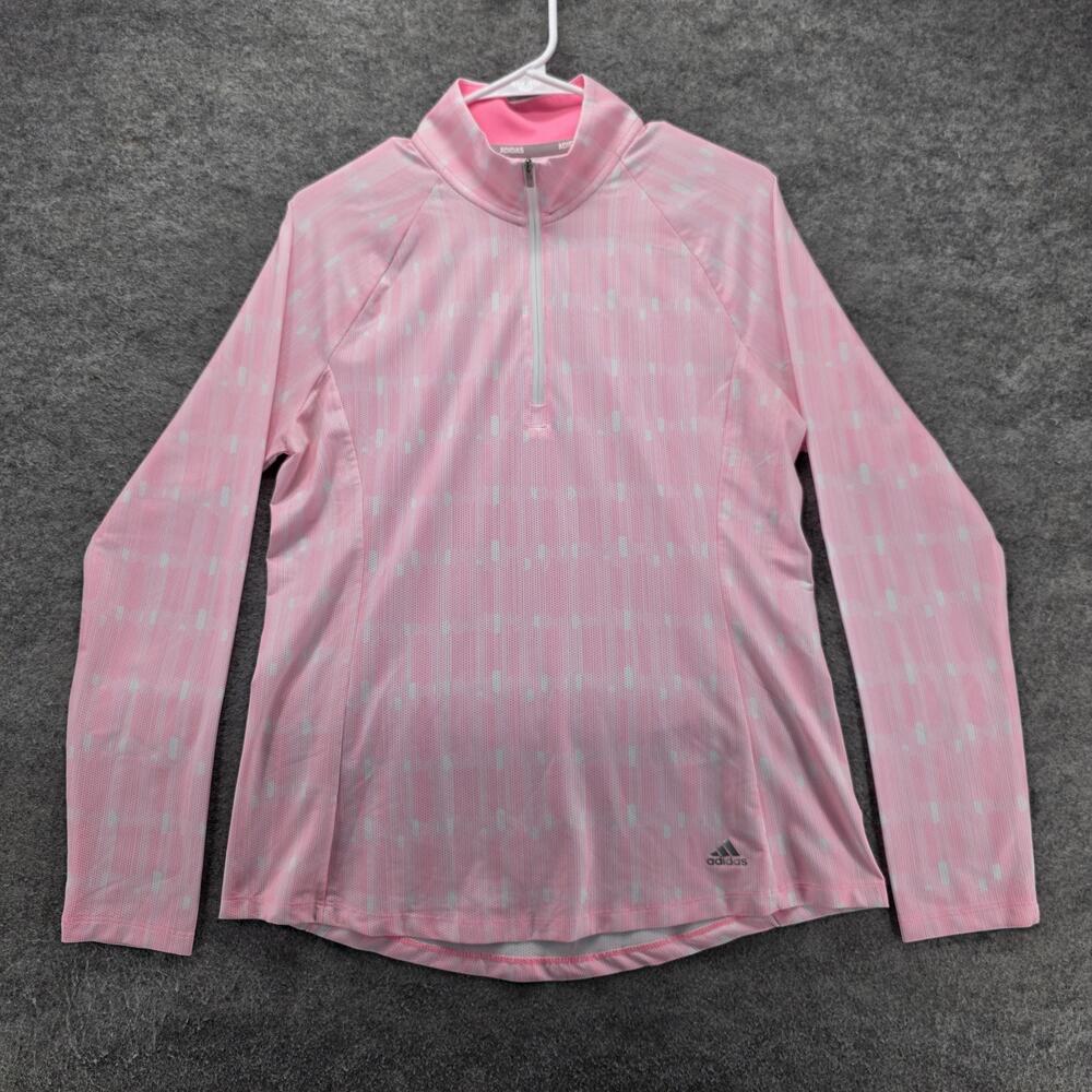Adidas Pullover Womens M Pink Mock Neck 1/4 Zip Golf Breathable Quick Dry